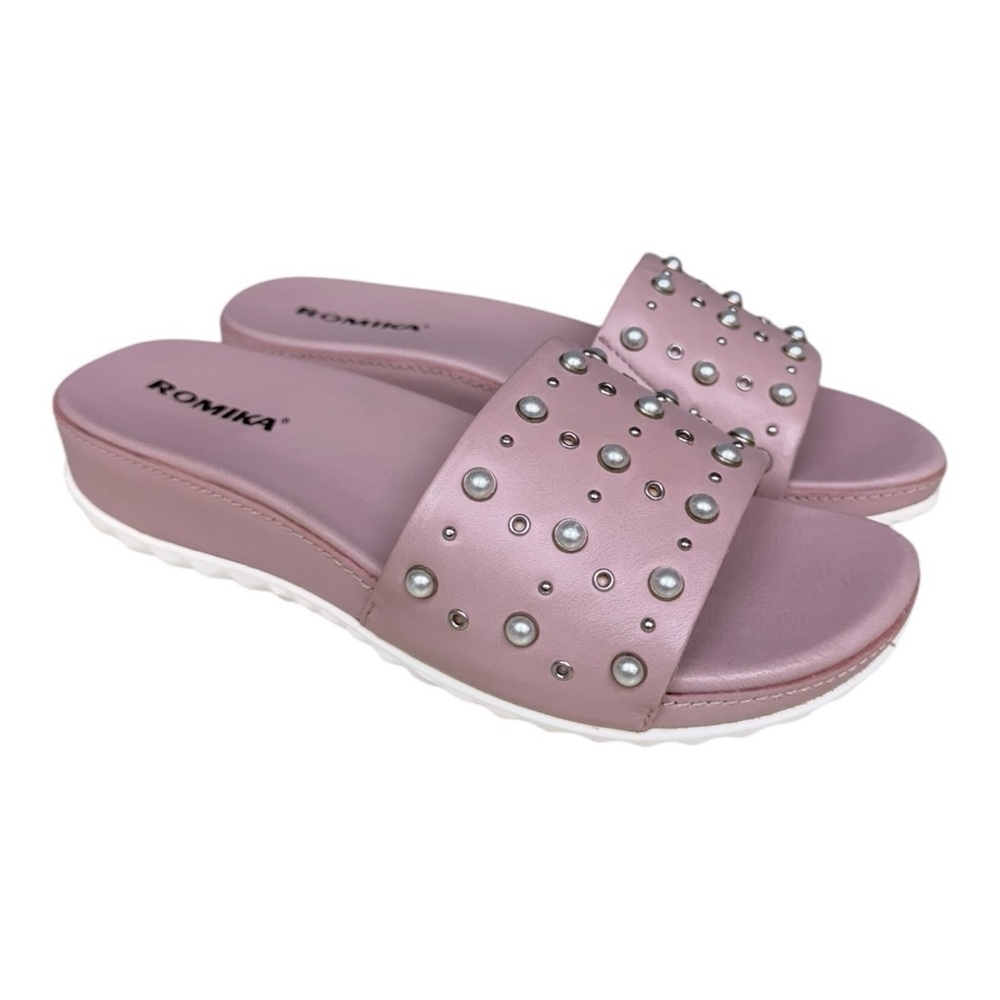 Romika Josef Seibel Florenz Studded Sandals Pink Pearl Slide EU 37/ 6.5-7.0 - Picture 12 of 12